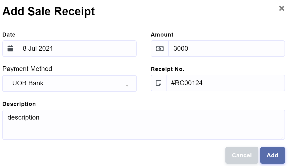 Income > Credit Sale Journal > Receive Payment to Credit Sale Journal